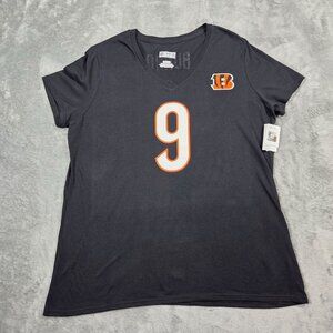 Cincinnati Bengals Joe Burrow Top Womens XL Black #9 NFL Team Apparel VNeck NEW